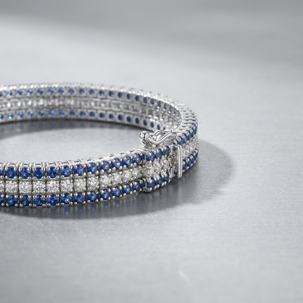 3 Row Sapphire Diamond Bracelet