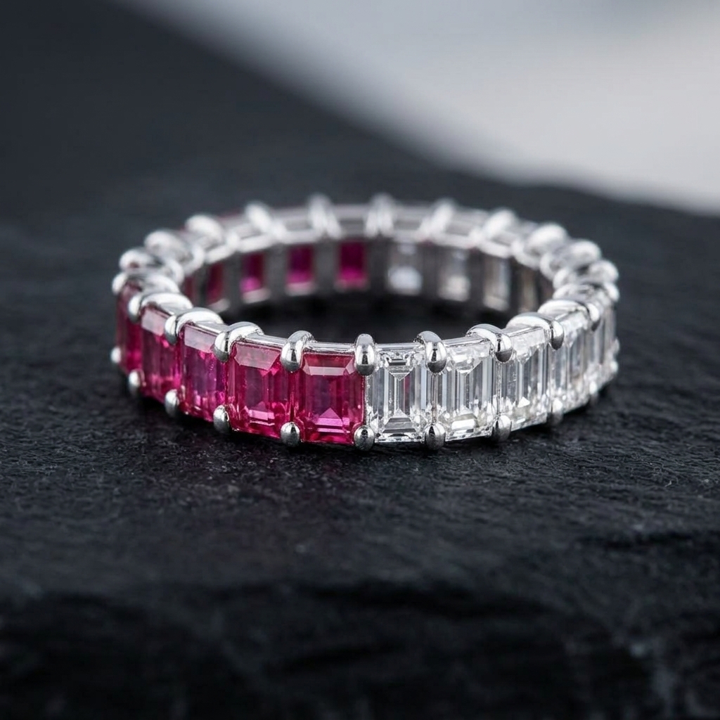 Ruby and Diamond Eternity Band 