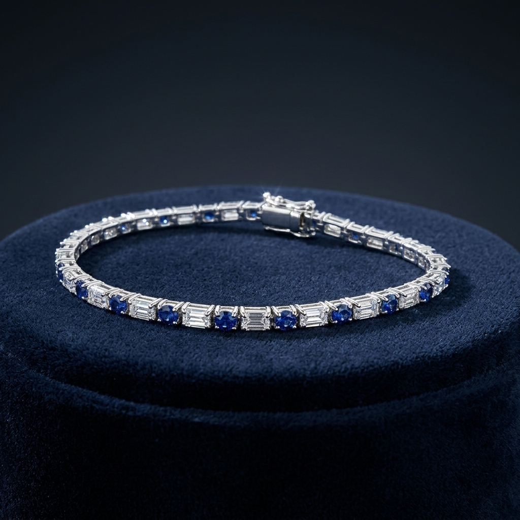 Emerald and Round Sapphire Fancy Bracelet