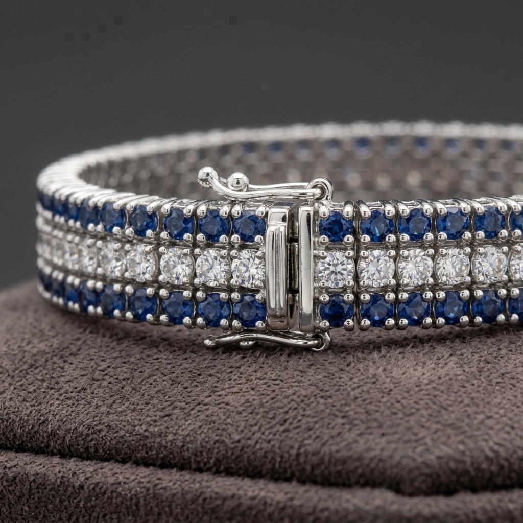 3 Row Sapphire Diamond Bracelet