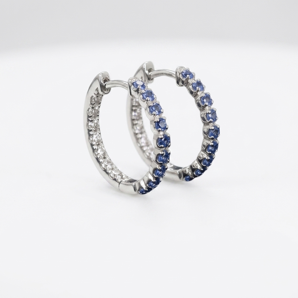 BUTTER CUP SAPPHIRE DIAMOND HOOPS