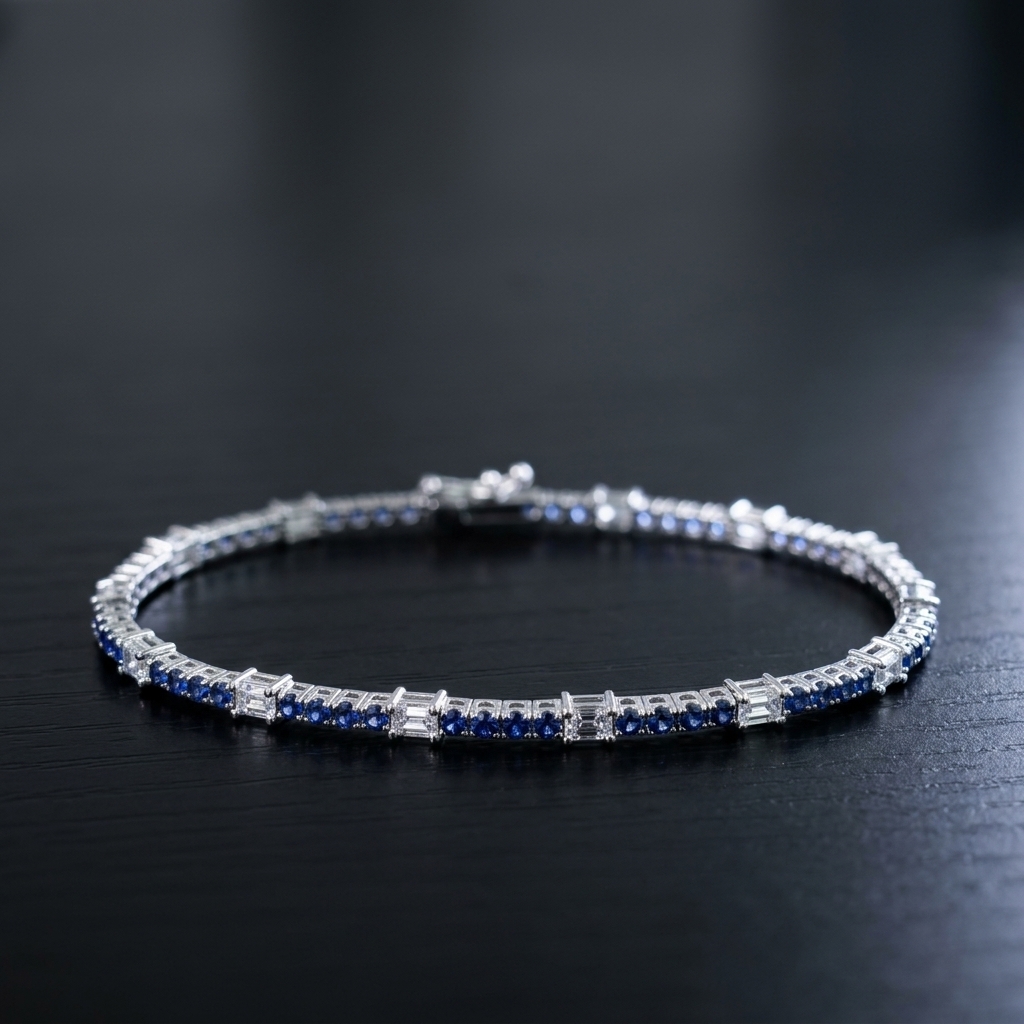 Emerald Diamond and Sapphire Bracelet