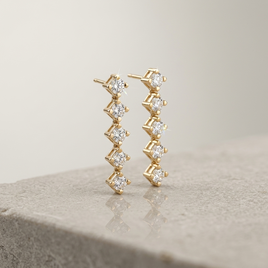 5 Stone Drop Earring